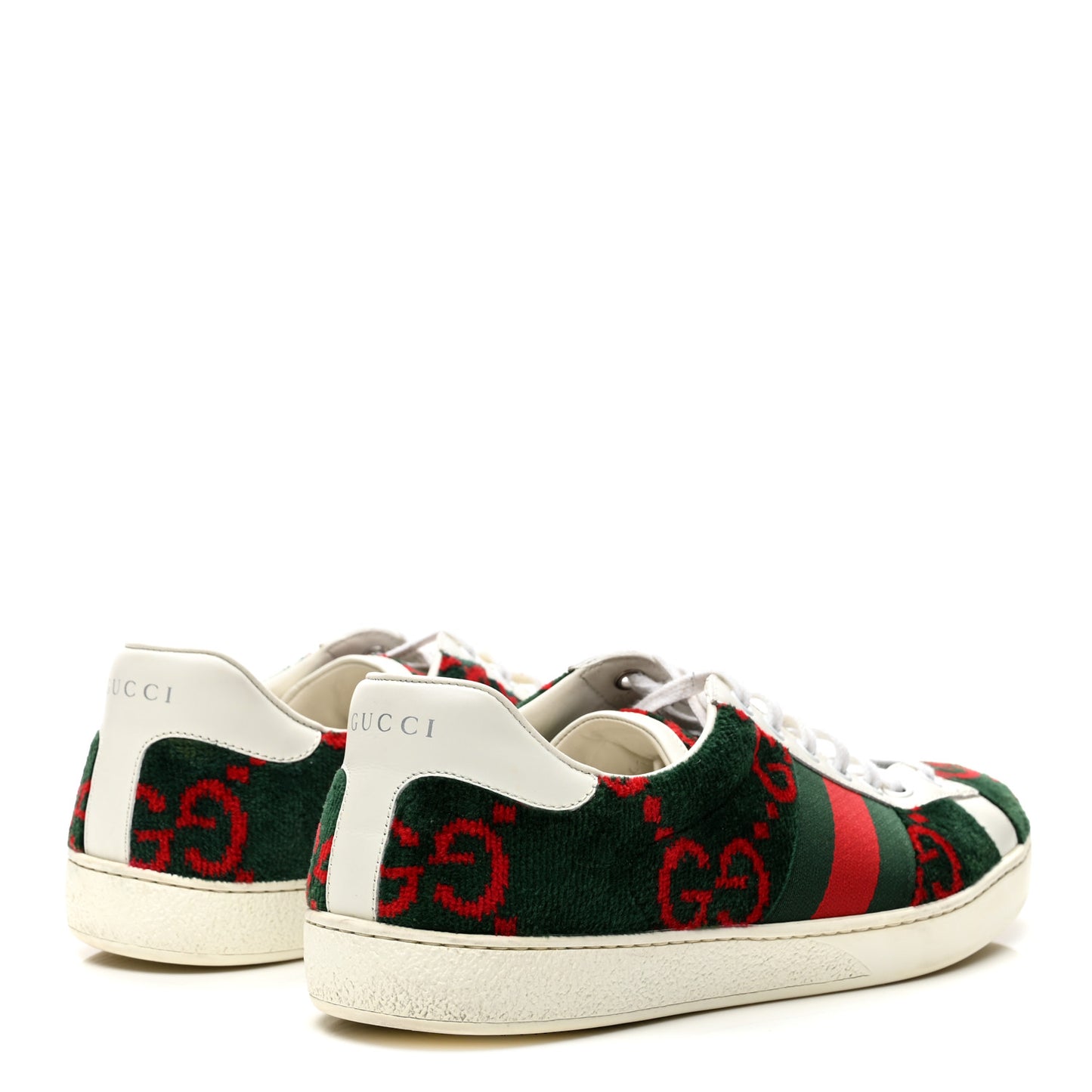 Covered Wool Big GG Monogram Mens Sneakers 8.5 Green Red