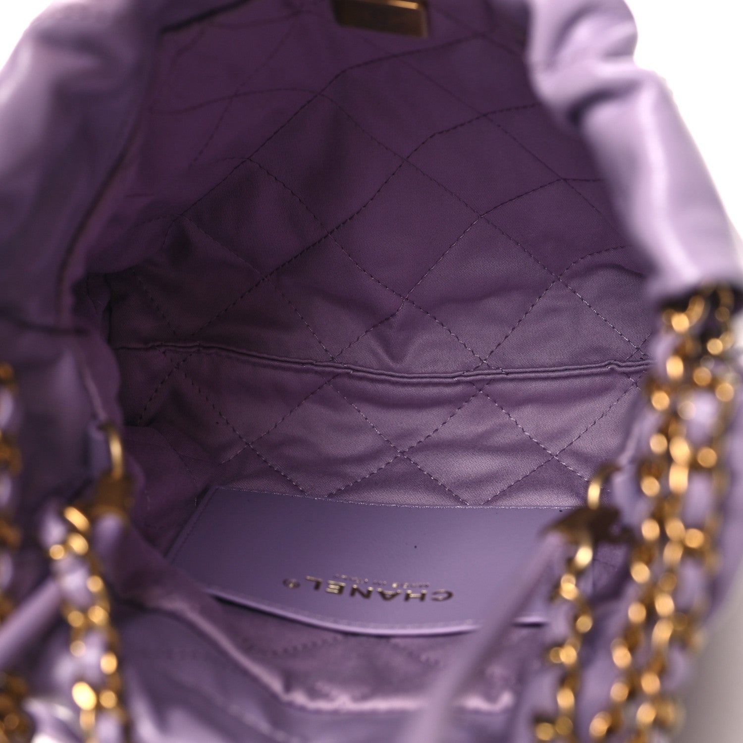Chanel Shiny Calfskin Quilted Mini Chanel 22 Light Purple 5 of 11