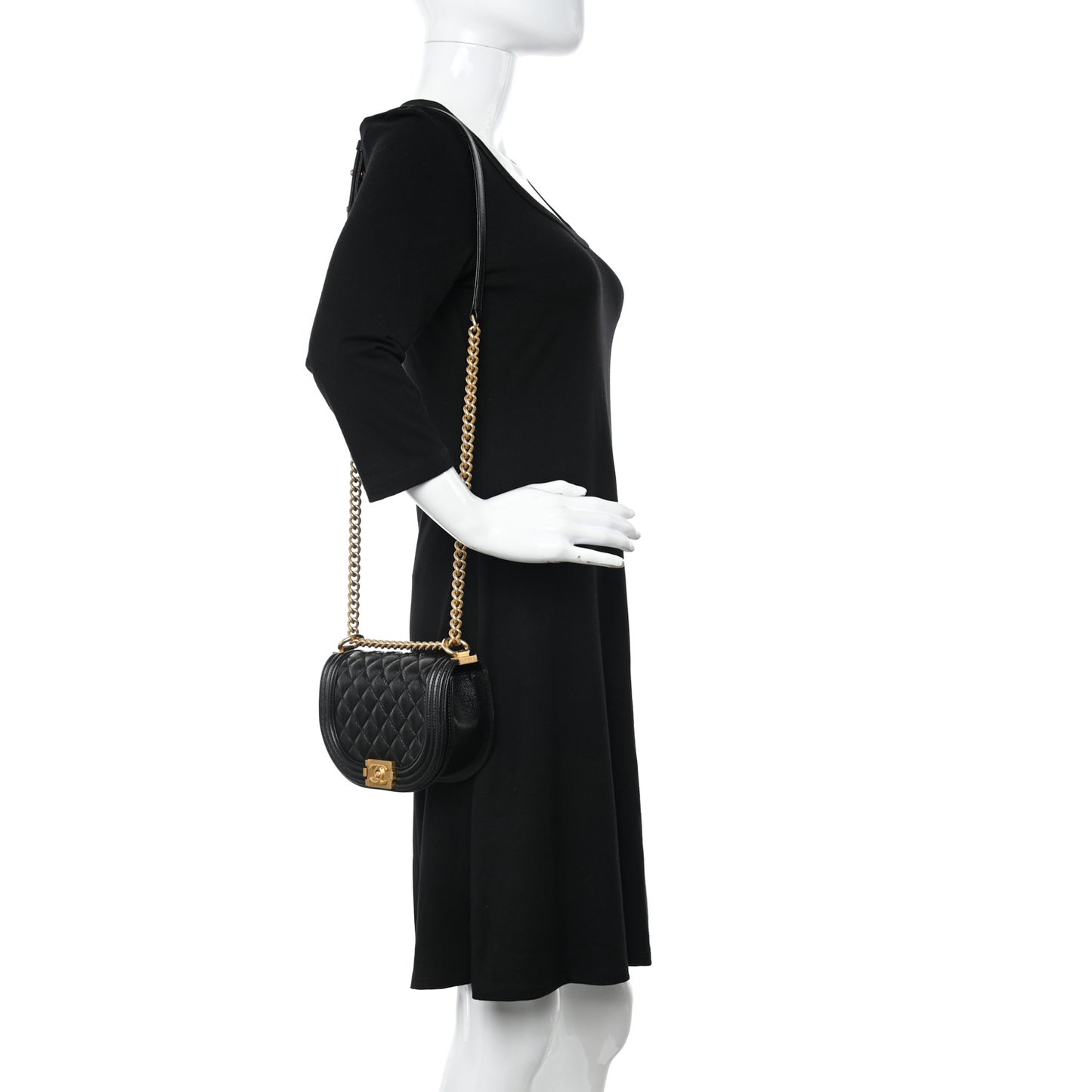 Caviar Quilted Small Boy Messenger Bag Black