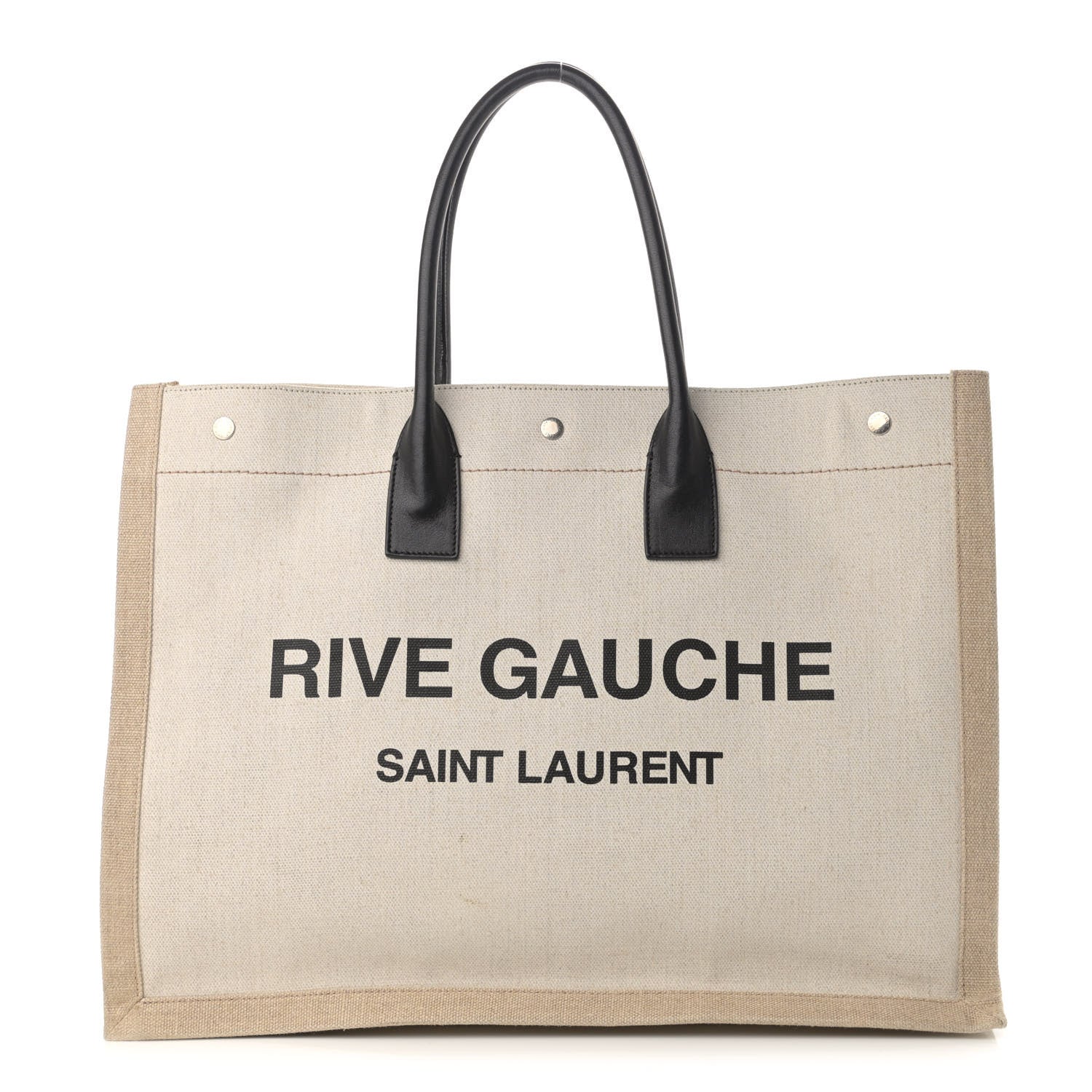 Saint Laurent Linen Calfskin Rive Gauche Tote Optic White 1 of 12
