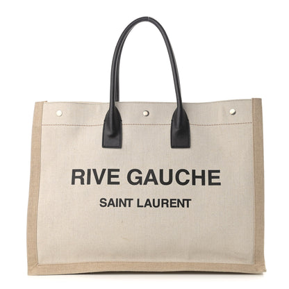 Saint Laurent Linen Calfskin Rive Gauche Tote Optic White 1 of 12