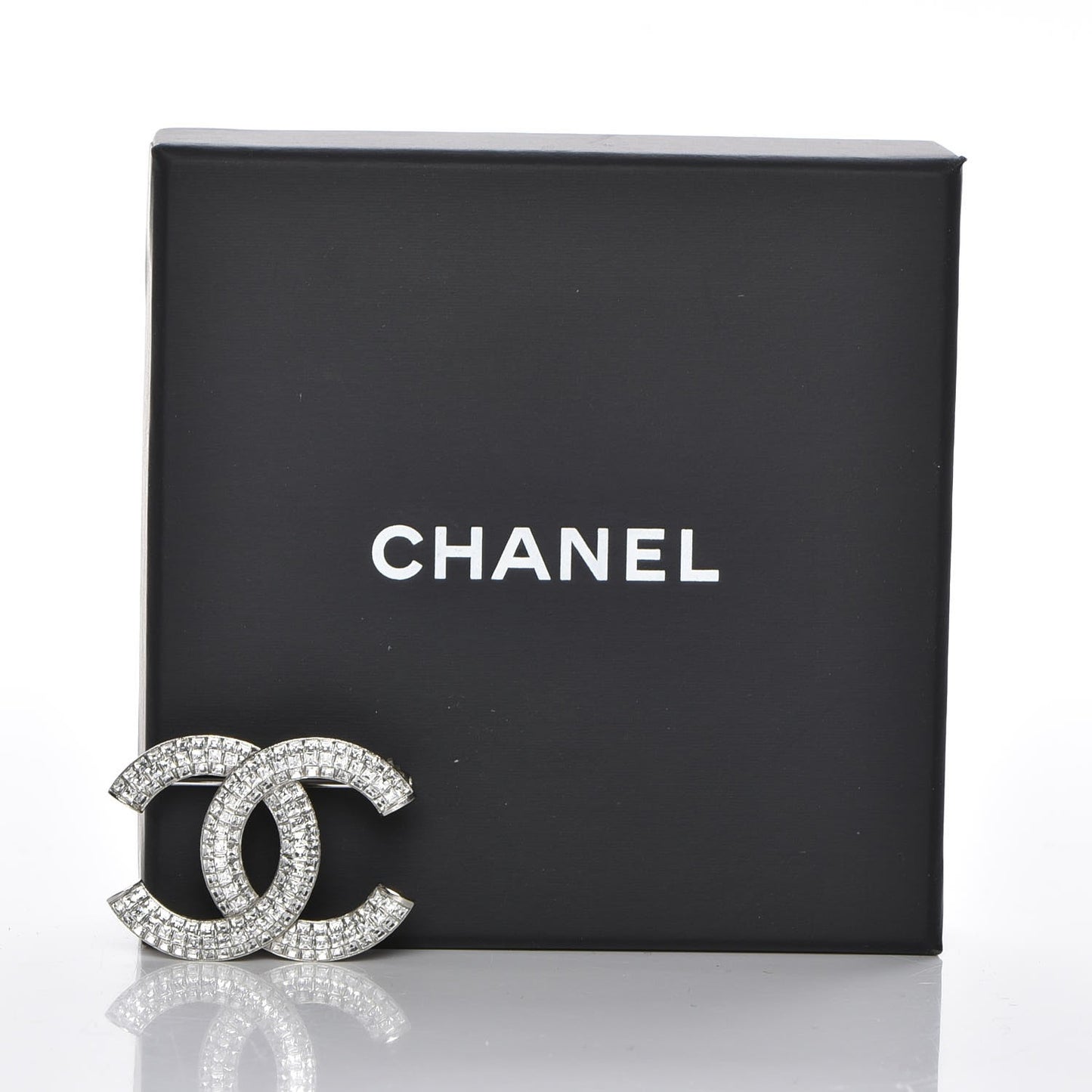 Baguette Crystal CC Brooch Silver