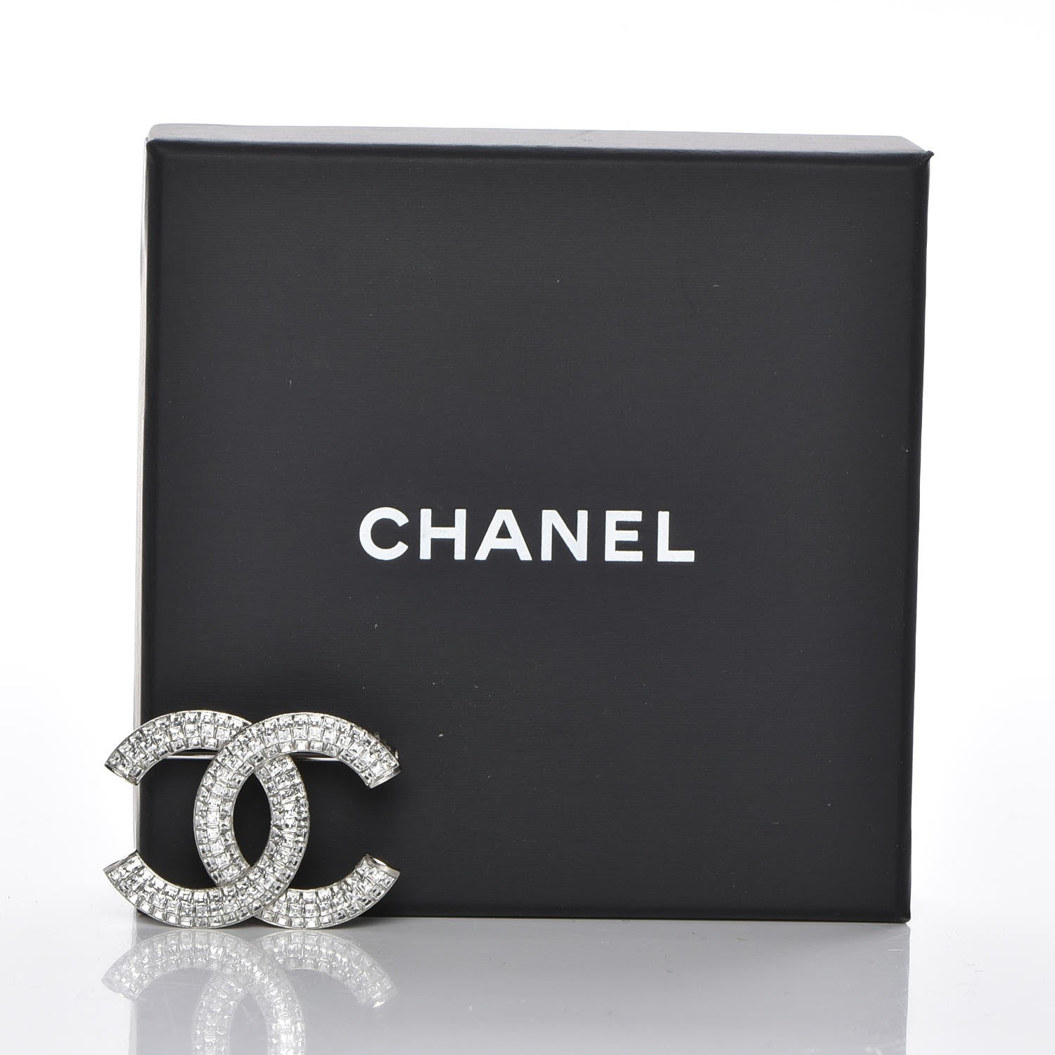 Chanel Baguette Crystal CC Brooch Silver 5 of 5