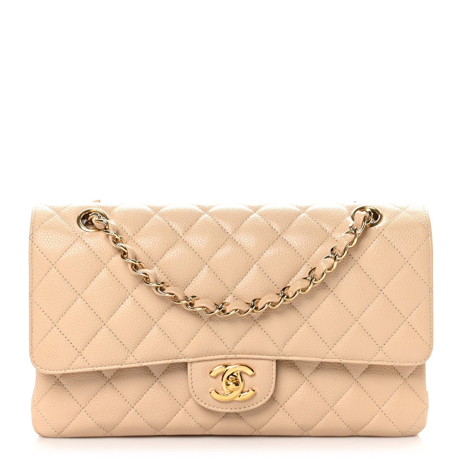 Chanel Caviar Quilted Medium Double Flap Beige 1 of 10