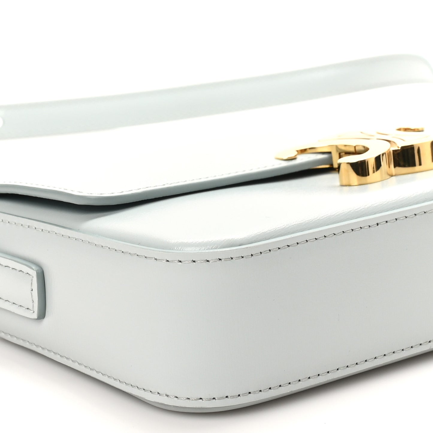 Shiny Calfskin Triomphe Shoulder Bag Soft Blue
