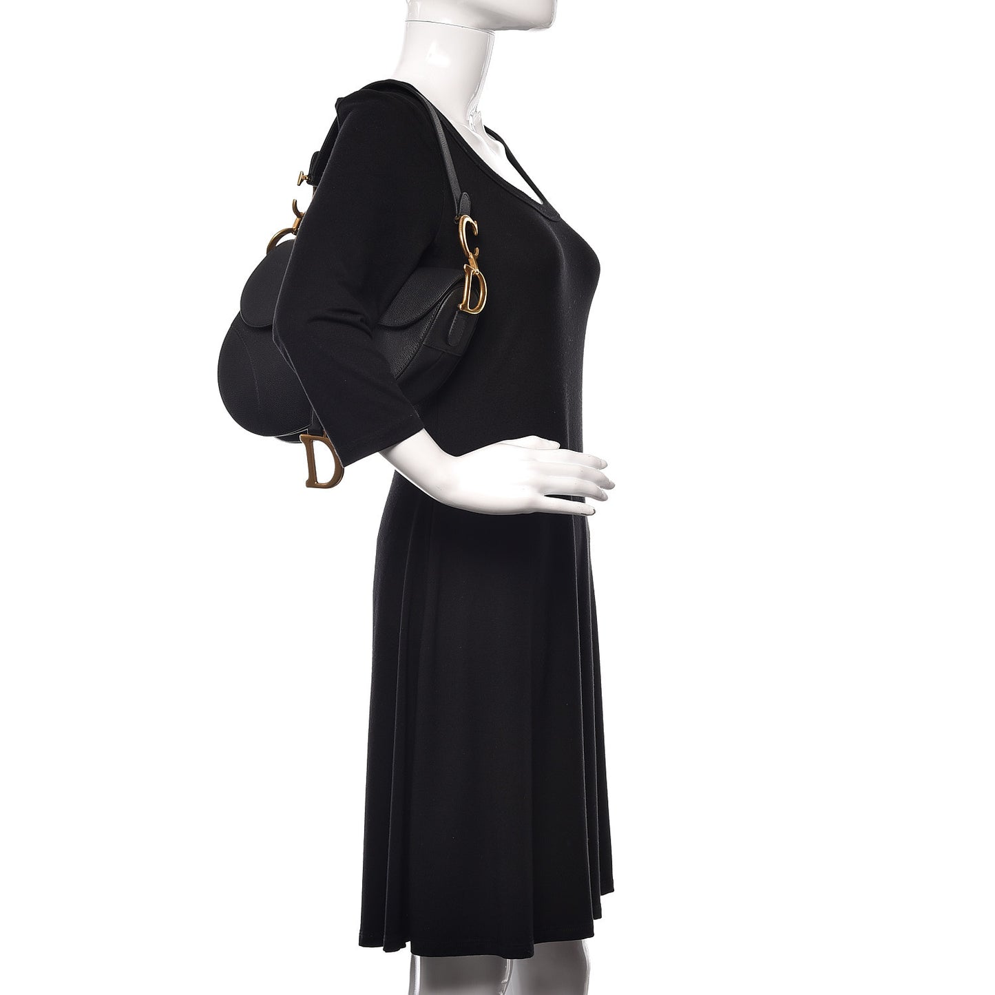 Grained Calfskin Saddle Bag Black
