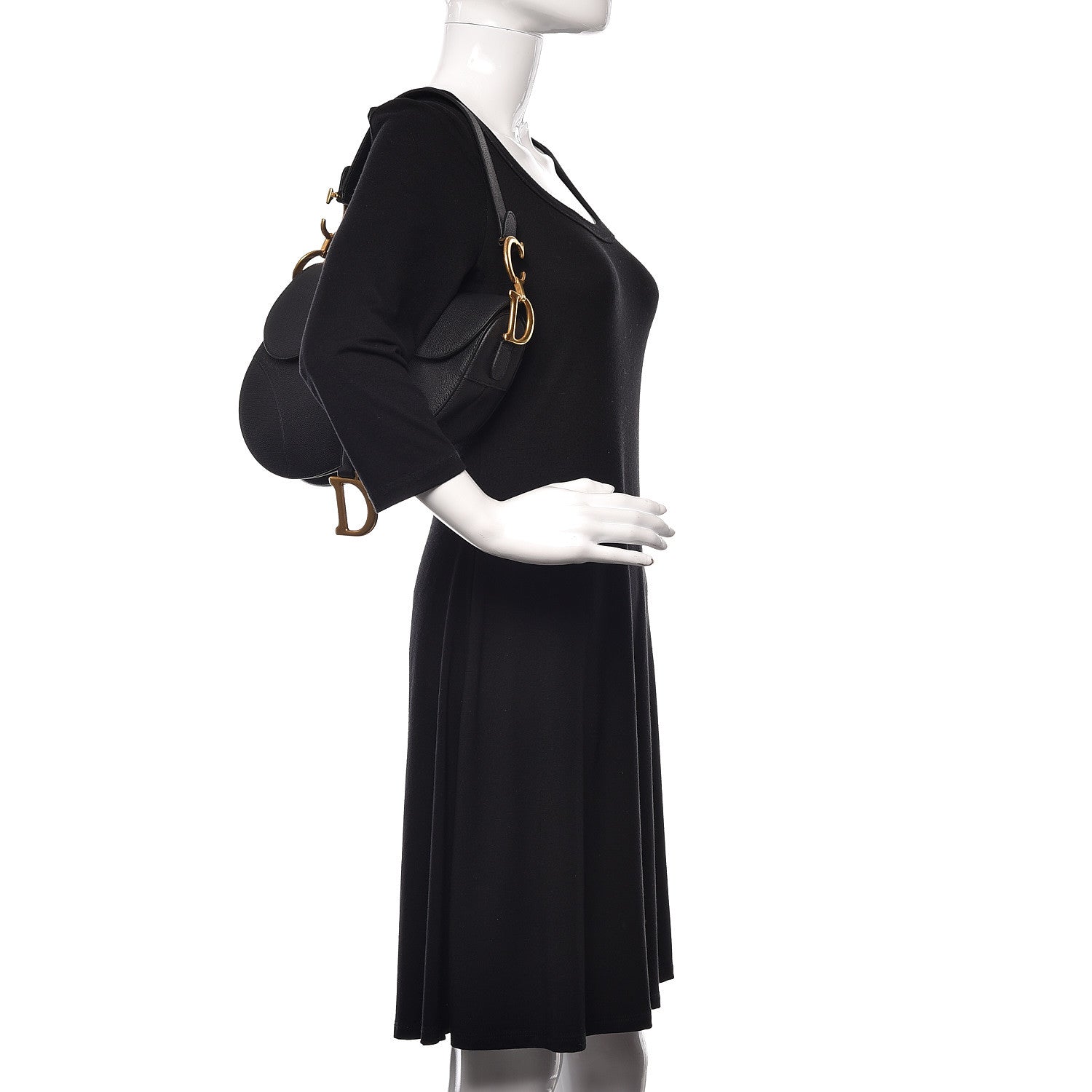 Christian Dior Grained Calfskin Saddle Bag Black 3 of 19