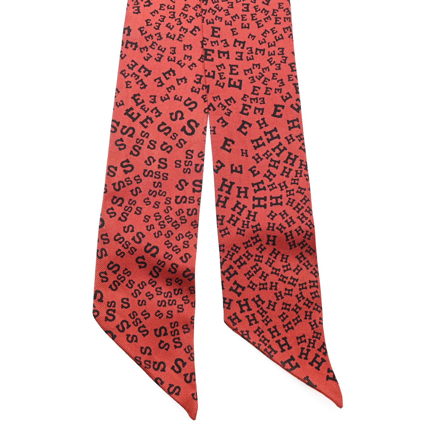 Silk Scattered Letters Twilly Rouge Black