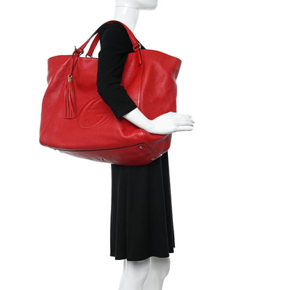 Gucci Pebbled Calfskin Large Soho Shoulder Bag Red 3 of 12