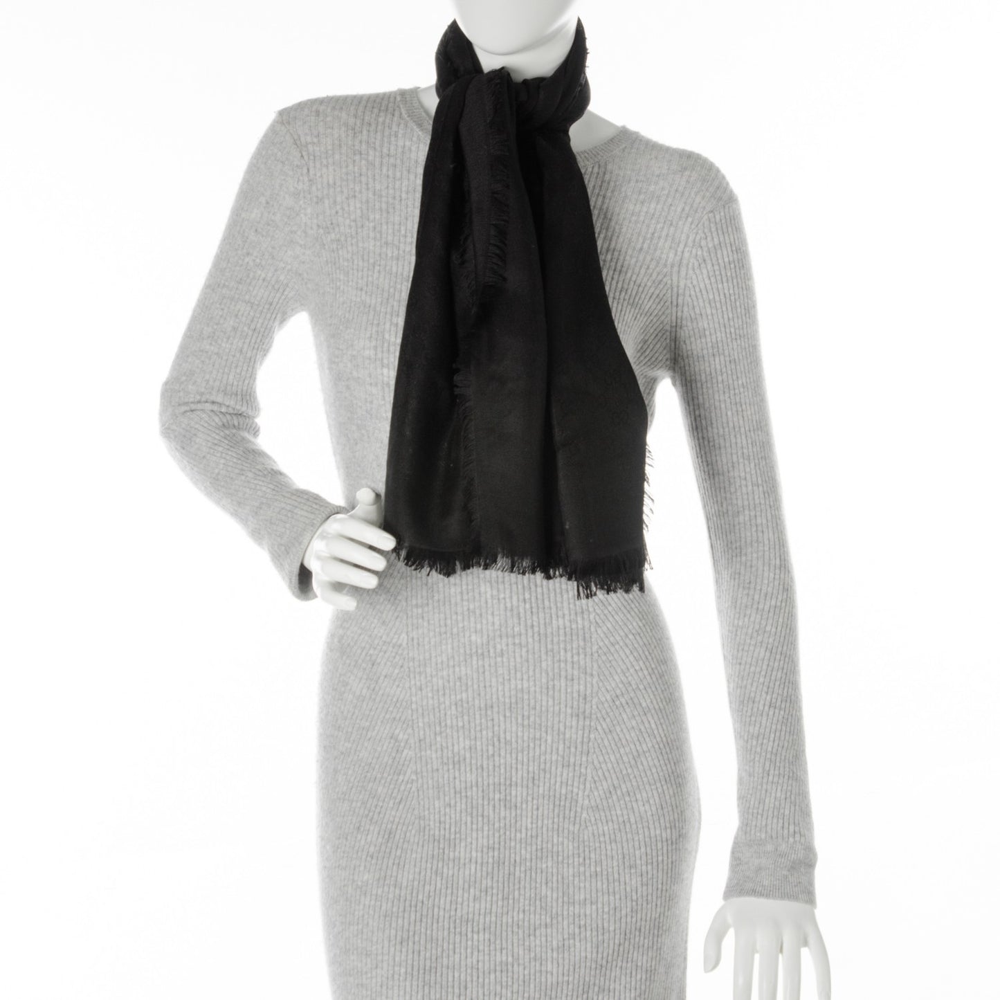 Wool Silk GG Monogram GGNat Scarf Black