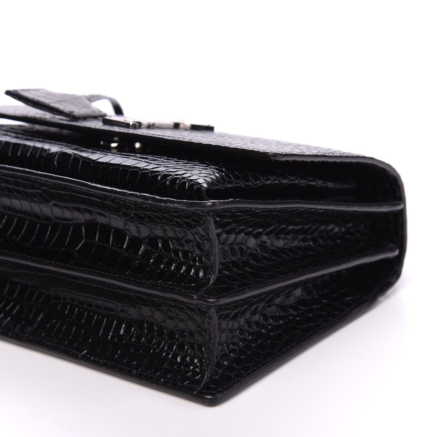 Calfskin Crocodile Embossed Medium Monogram Sunset Black