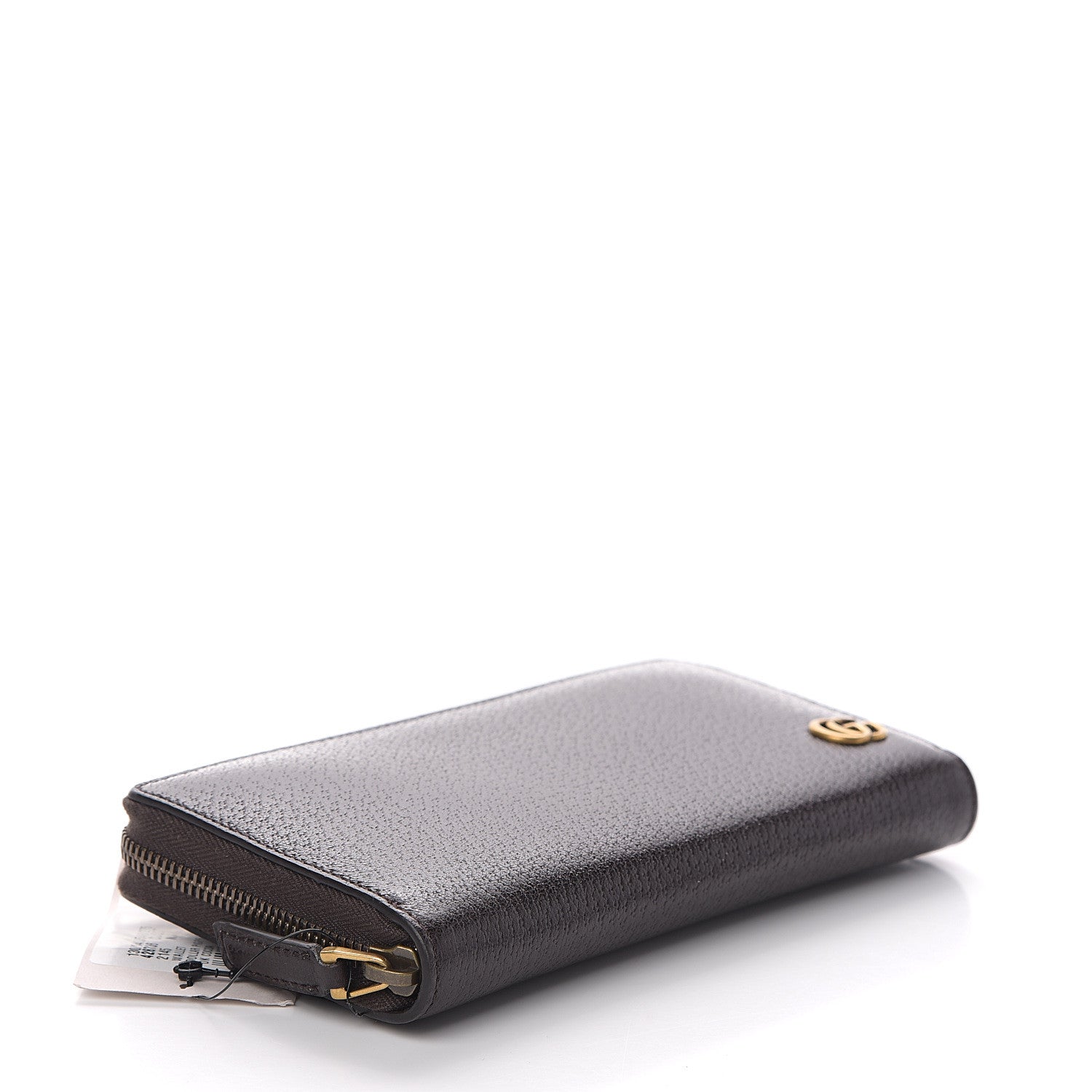Gucci Dollar Calfskin Boar Effect GG Marmont Zip Around Wallet Dark Cocoa 3 of 5