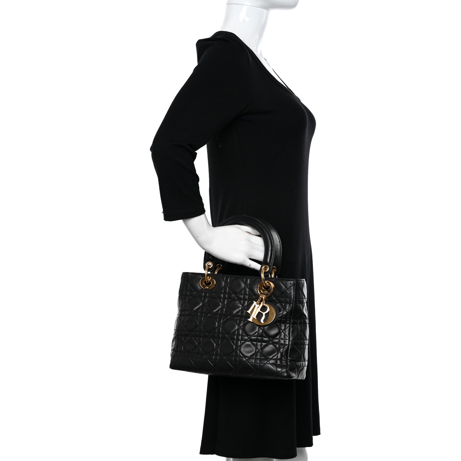 Christian Dior Lambskin Cannage Medium Lady Dior Black 11 of 11