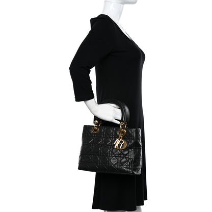 Christian Dior Lambskin Cannage Medium Lady Dior Black 11 of 11