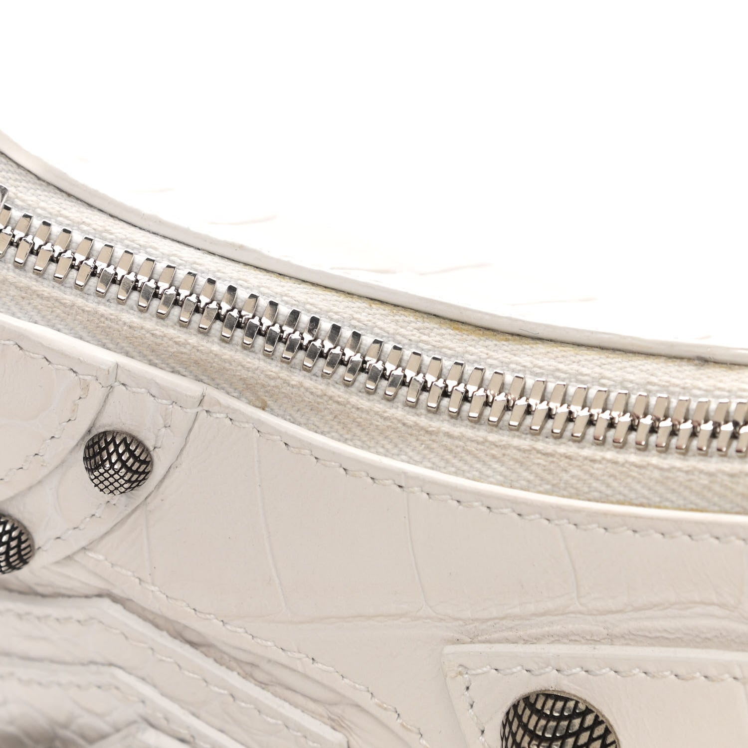 Balenciaga Extra Supple Calfskin Crocodile Embossed Le Cagole Shoulder Bag XS White 11 of 14