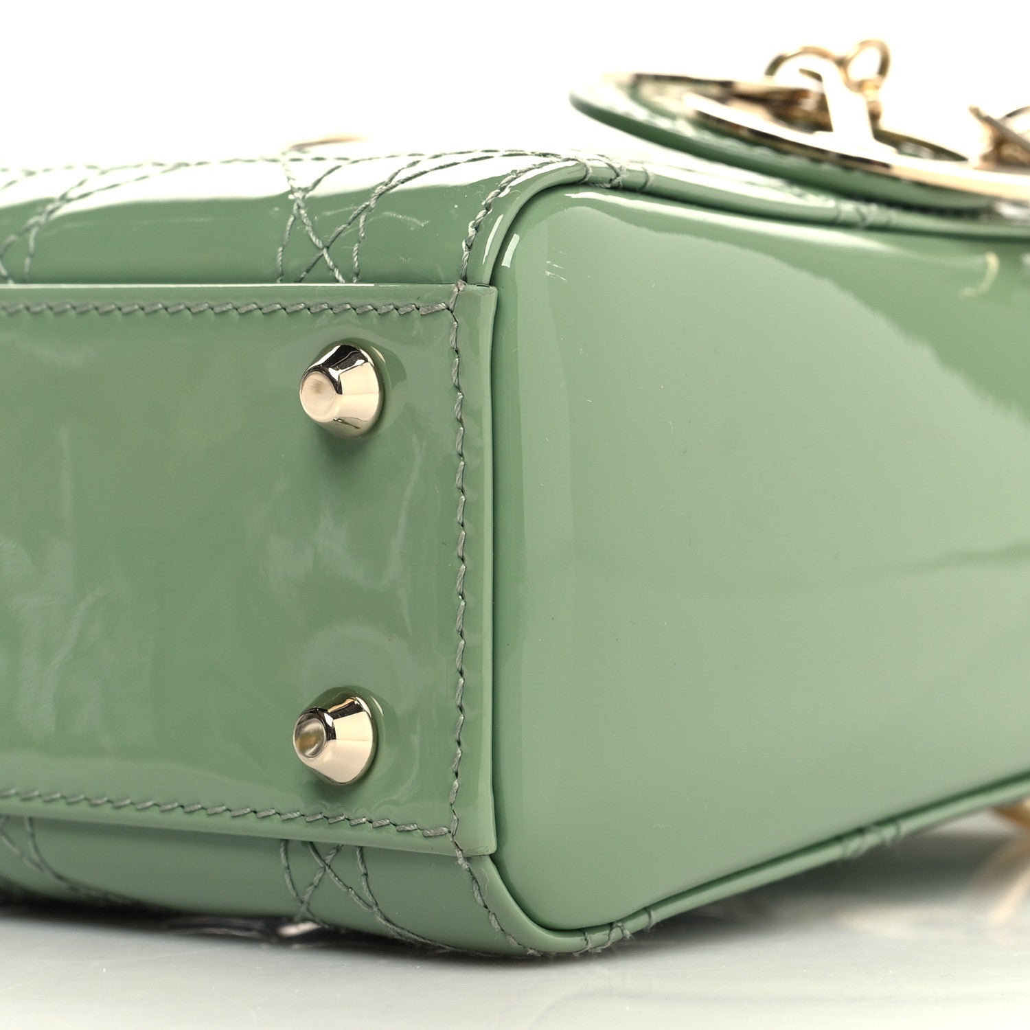 Christian Dior Patent Cannage Mini Lady Dior Mint Green 1329141