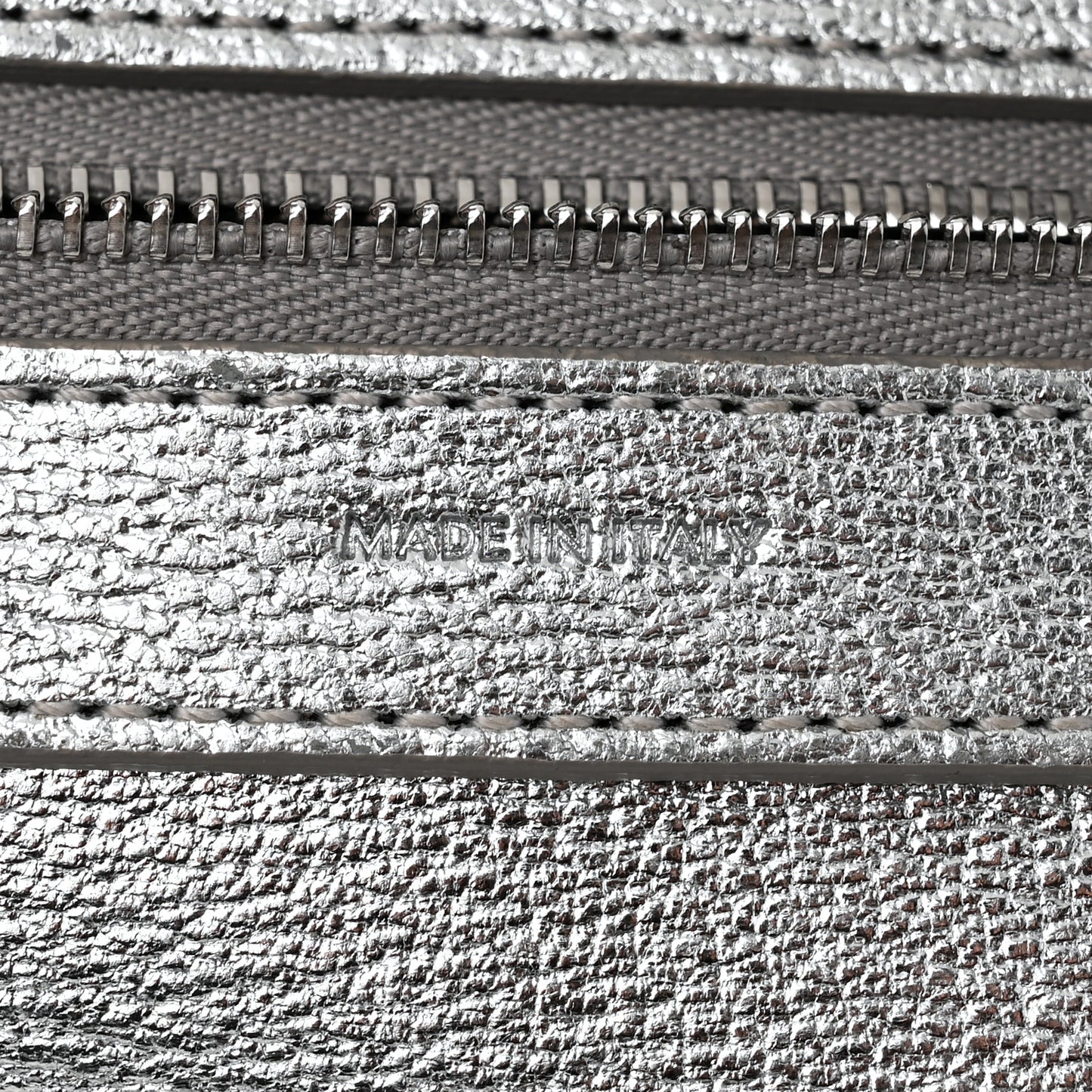 Metallic Grained Calfskin Small Vertical Cabas Silver
