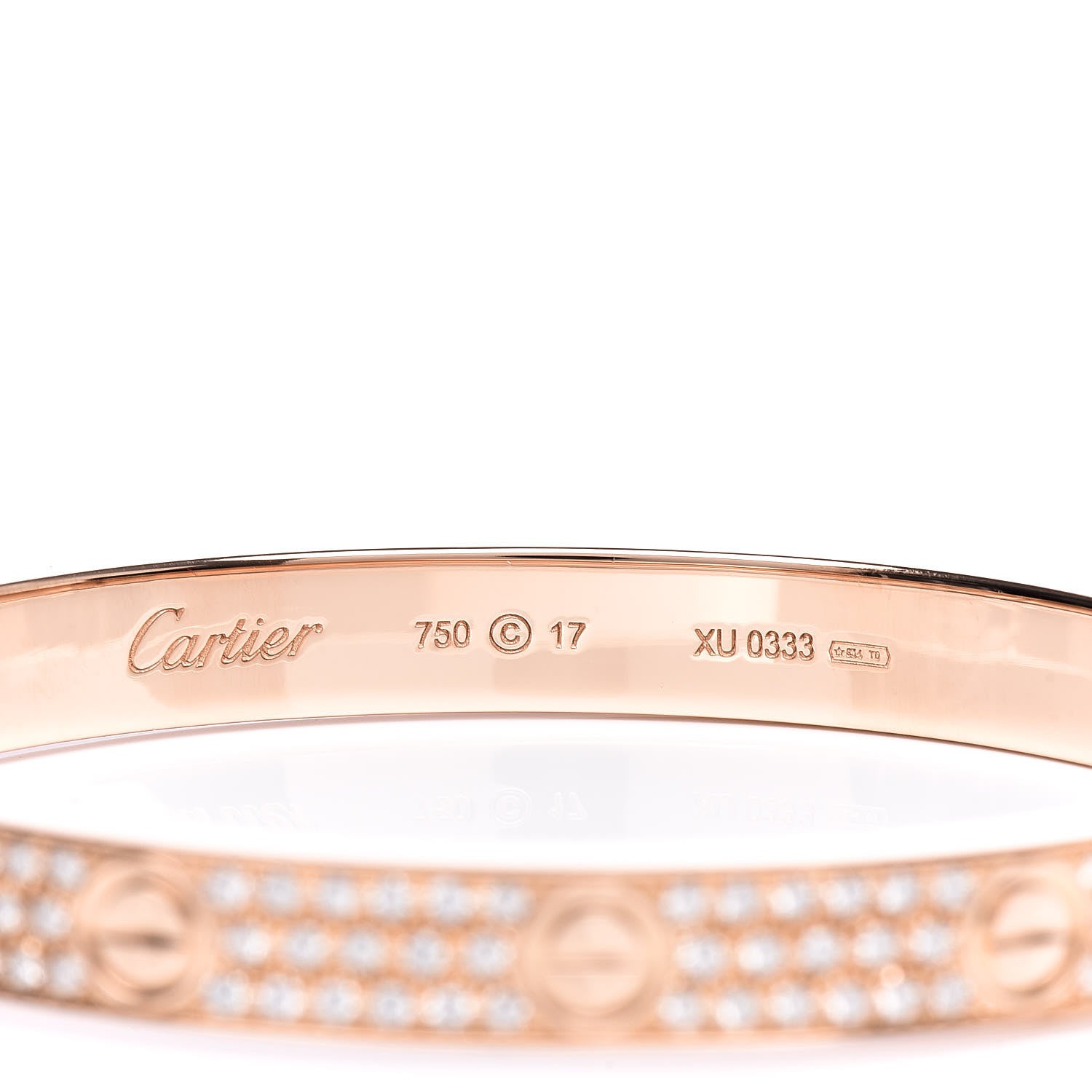 Cartier 18K Pink Gold Diamond LOVE Paved Bracelet 17 4 of 6