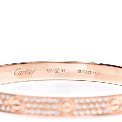 Cartier 18K Pink Gold Diamond LOVE Paved Bracelet 17 4 of 6