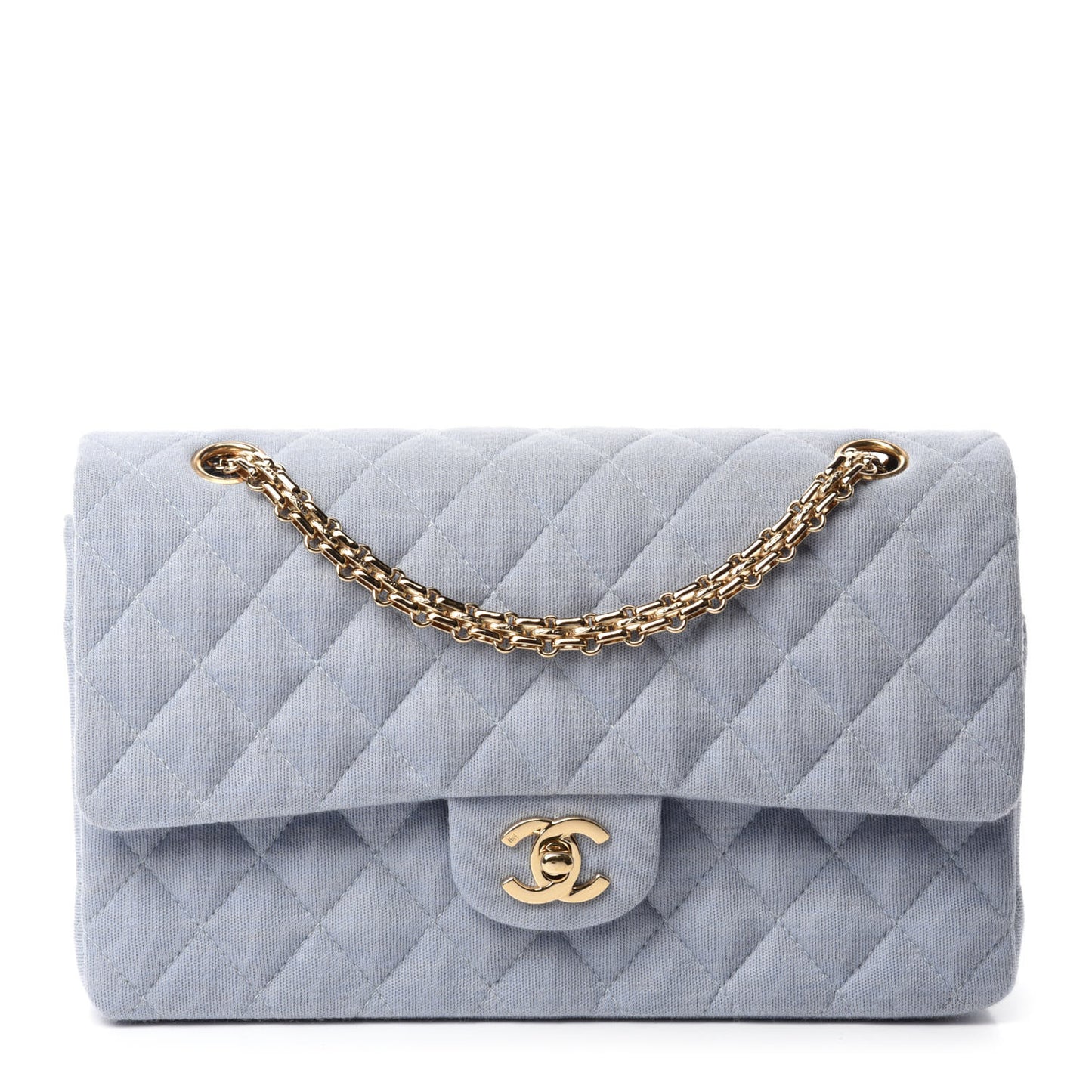 Jersey Quilted Medium Double Flap Light Blue