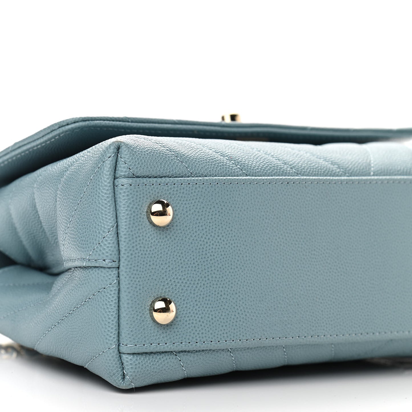 Caviar Chevron Quilted Mini Coco Handle Flap Sky Blue