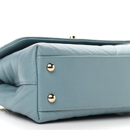 Chanel Caviar Chevron Quilted Mini Coco Handle Flap Sky Blue 5 of 11