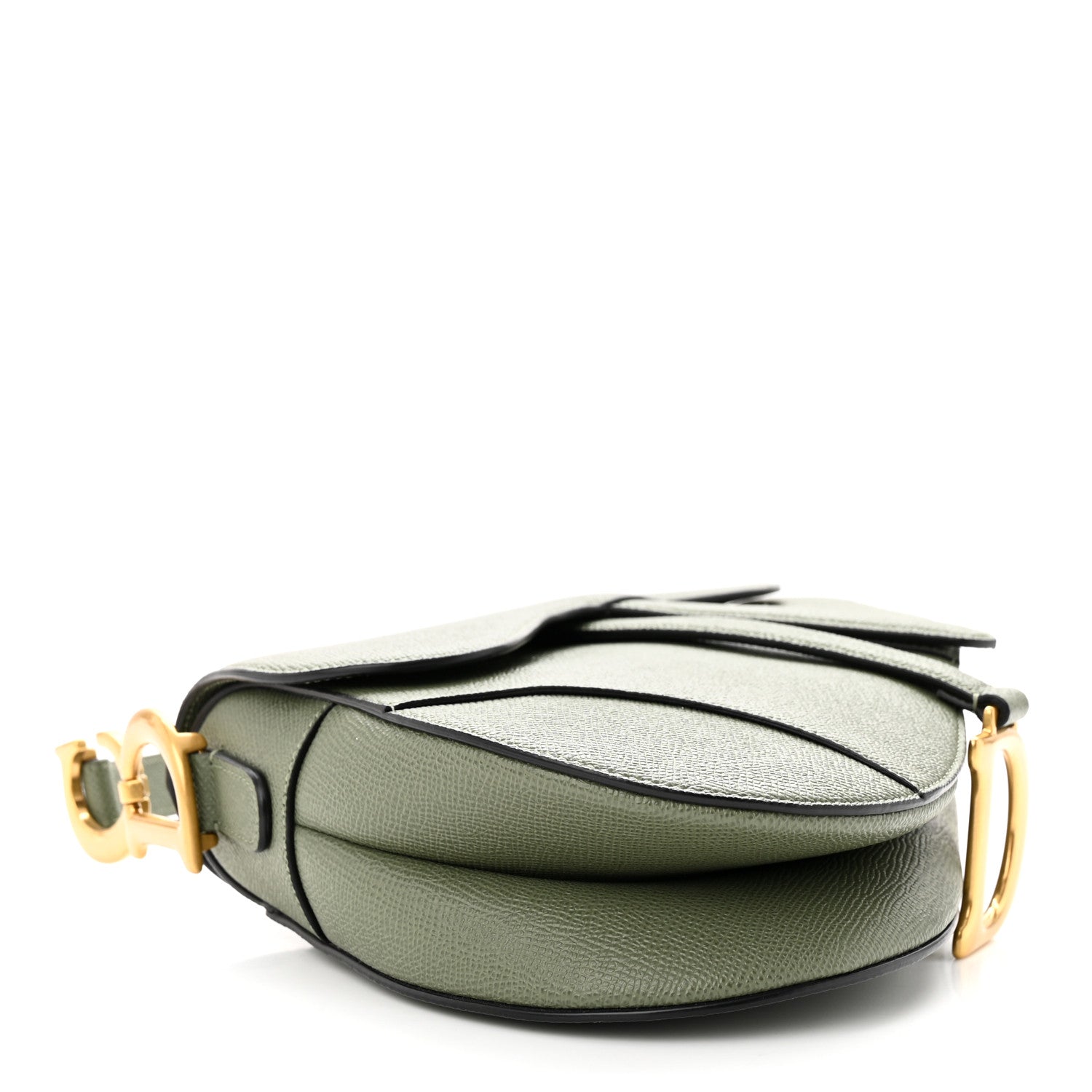Christian Dior Grained Calfskin Saddle Bag With Strap Sage Green 4 of 11