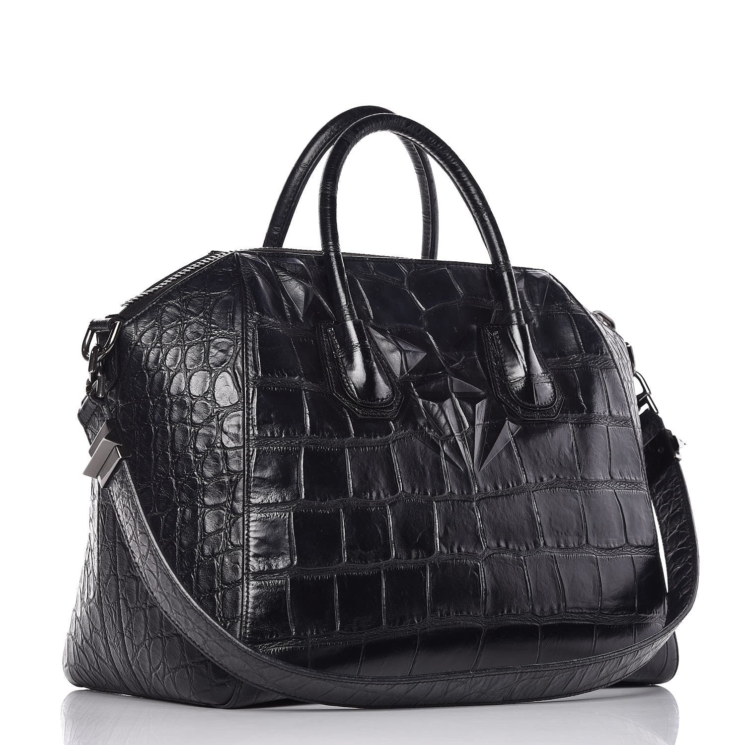 Givenchy Calfskin Crocodile Embossed Medium Antigona Black 3 of 12