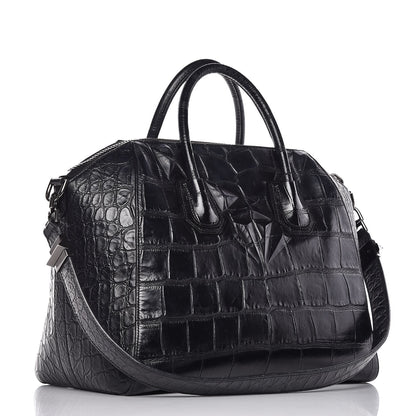 Givenchy Calfskin Crocodile Embossed Medium Antigona Black 3 of 12