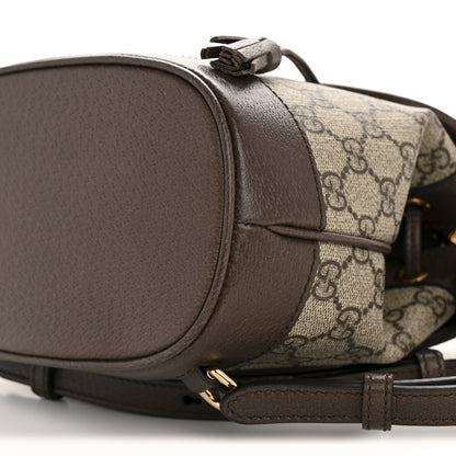 Gucci GG Supreme Monogram Textured Dollar Calfskin Web Mini Ophidia Chain Drawstring Backpack Beige Brown 10 of 11