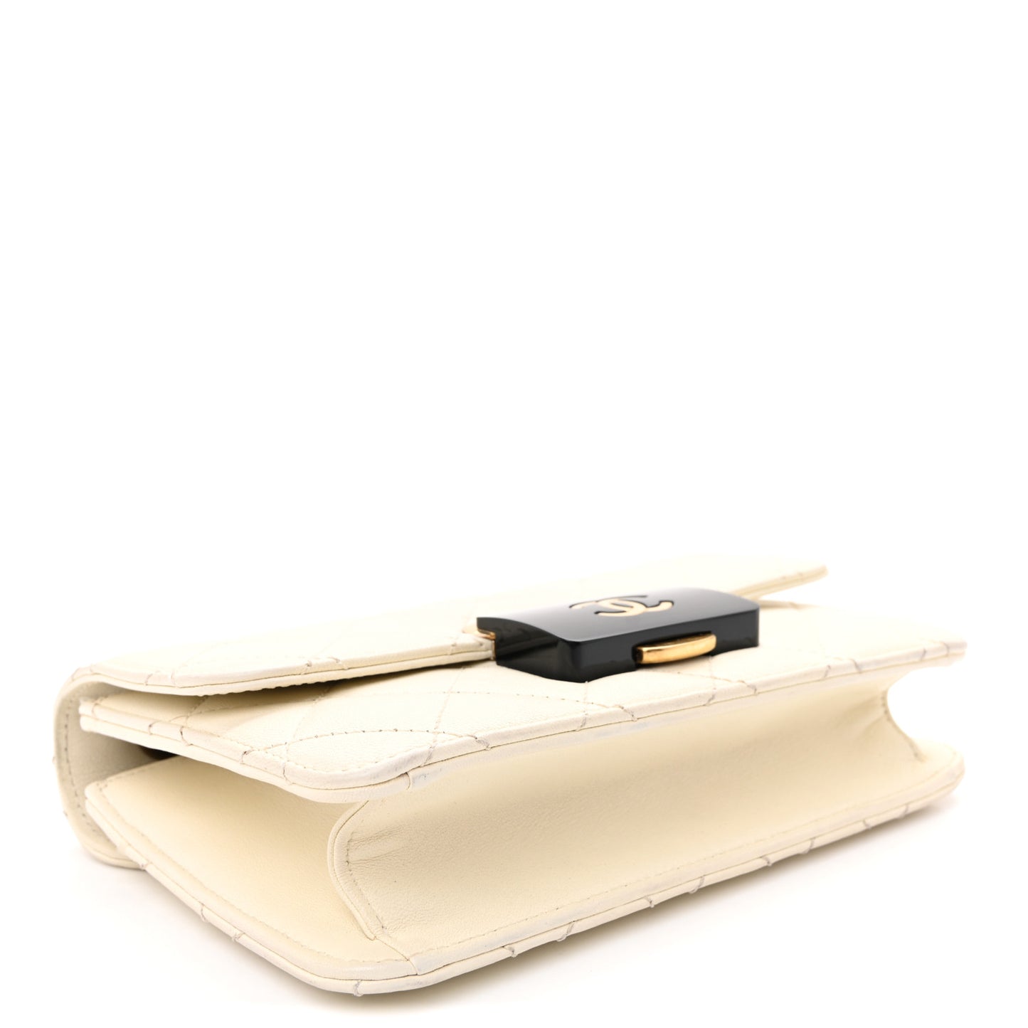 Sheepskin Quilted Mini Beauty Lock Flap White