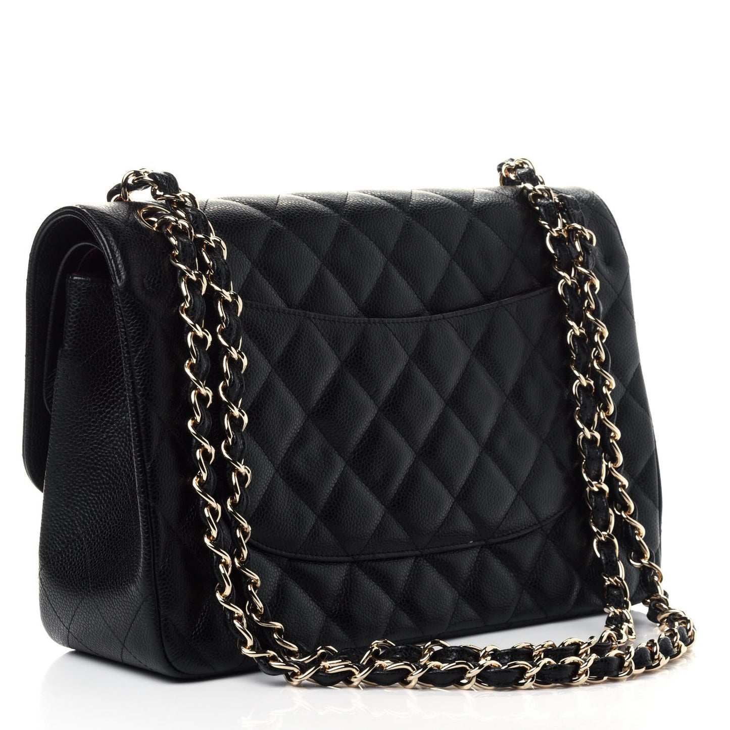 Caviar Quilted Jumbo Double Flap Black