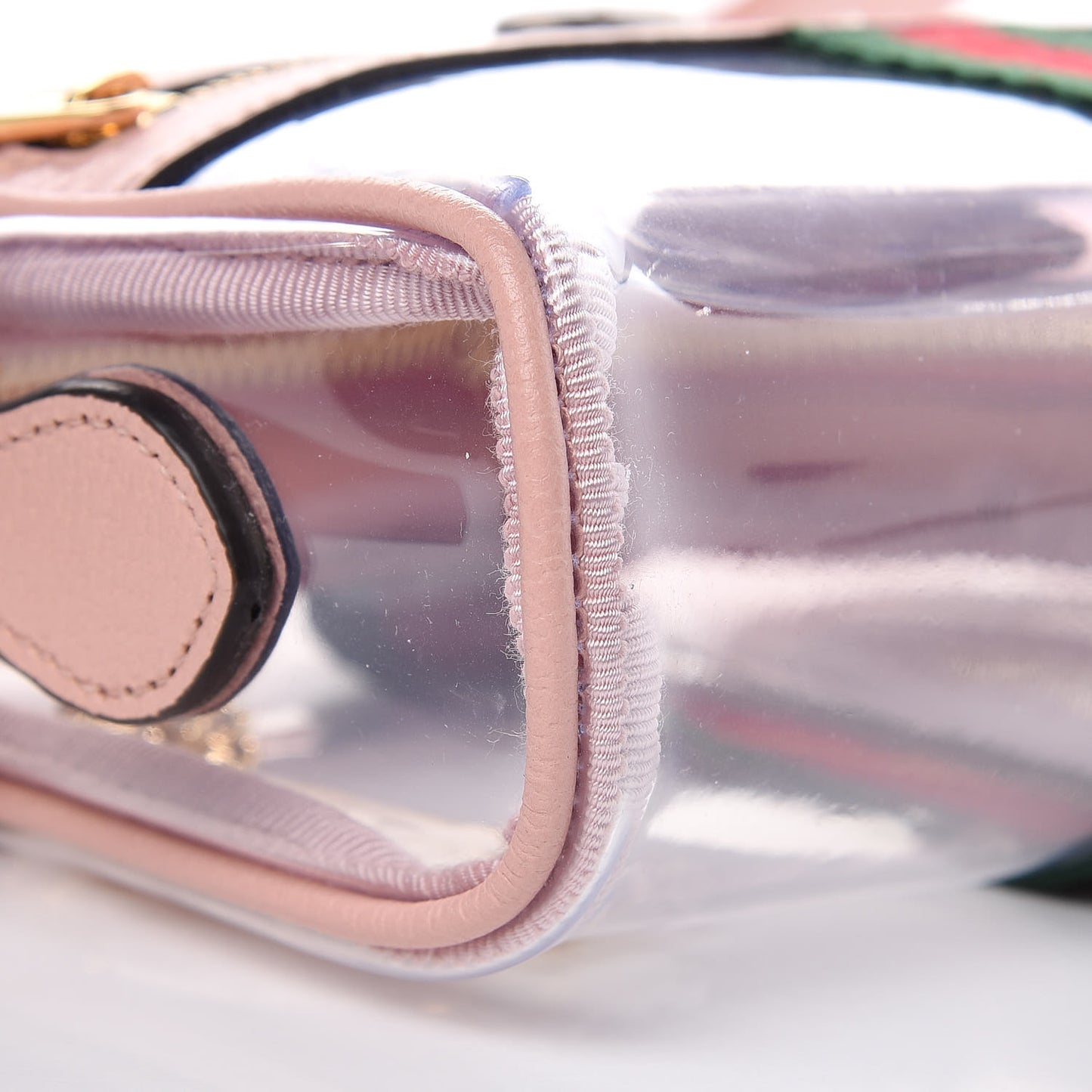 Vinyl Web Mini Ophidia Transparent Shoulder Bag Perfect Pink