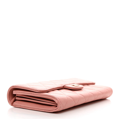 Chanel Lambskin Quilted Large Gusset Flap Wallet Pink 4 of 9