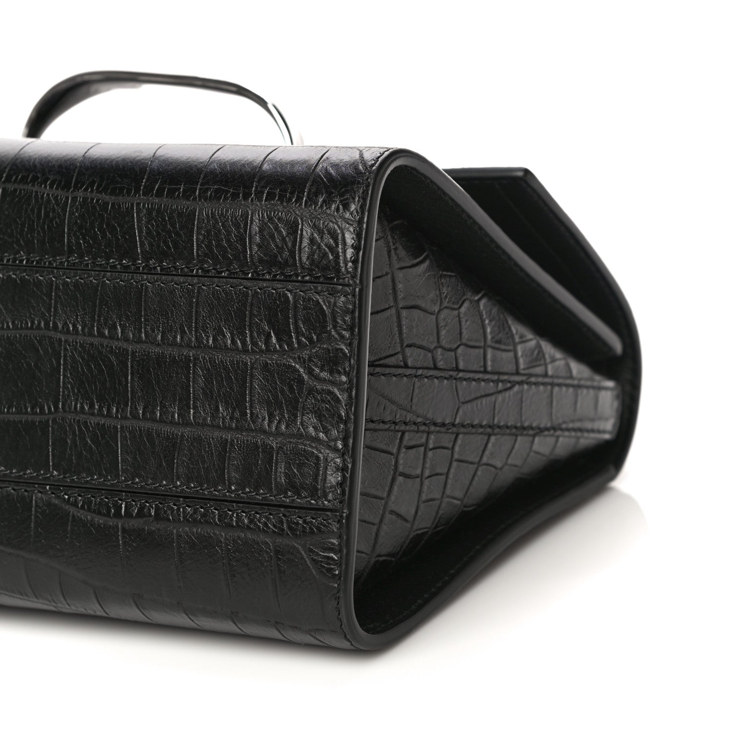 Alexander McQueen Calfskin Crocodile Embossed The Story Bag Black 5 of 8