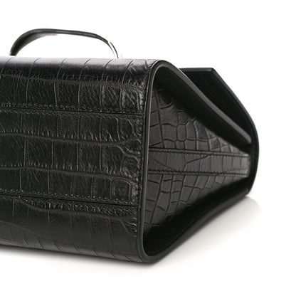 Alexander McQueen Calfskin Crocodile Embossed The Story Bag Black 5 of 8