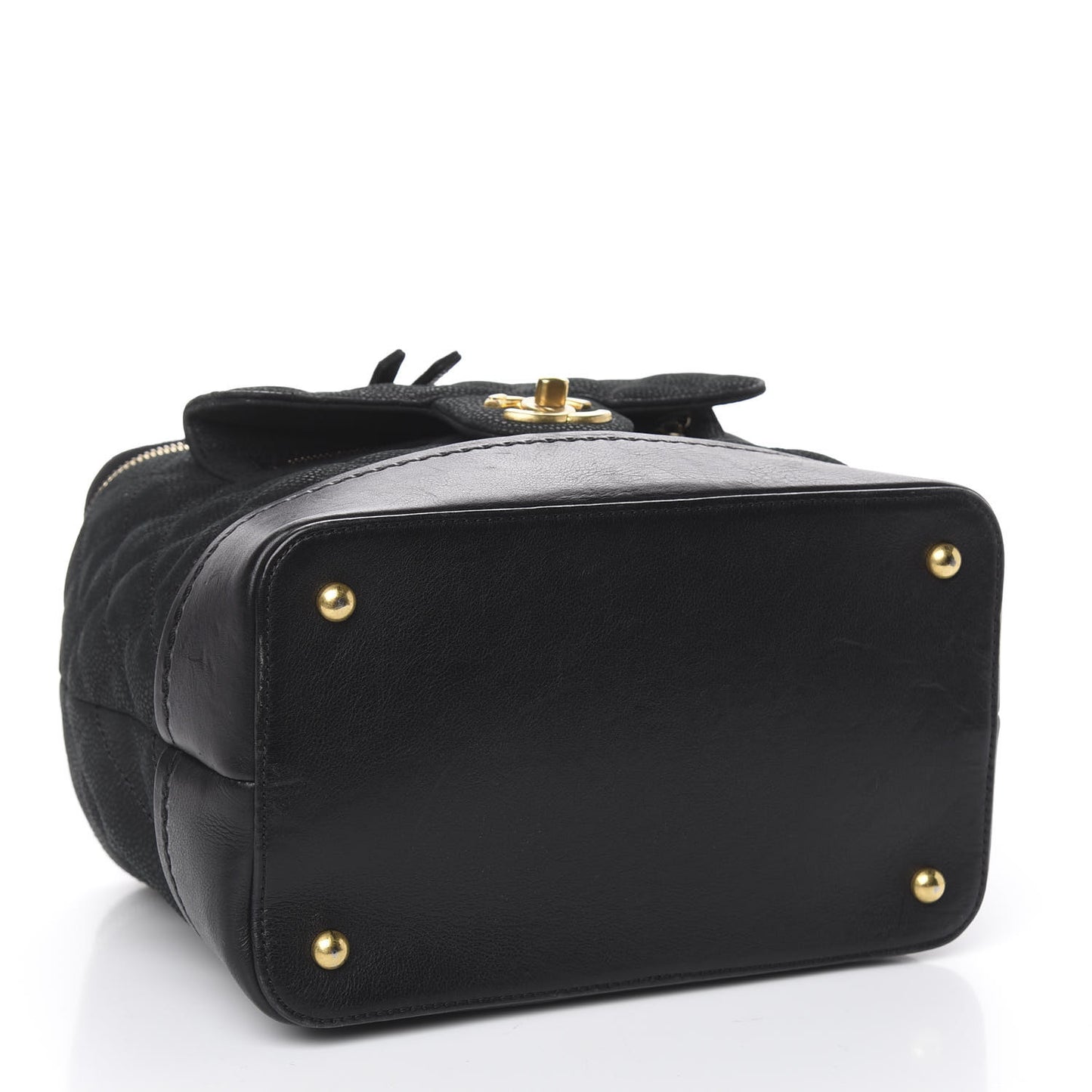 Iridescent Grained Calfskin Quilted Globe Trotter Vanity Case Black