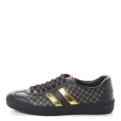 Gucci X DAPPER DAN Calfskin Laminated Ayers GG Micro Monogram Womens G74 Sneakers 35.5 Black Gold 1 of 7