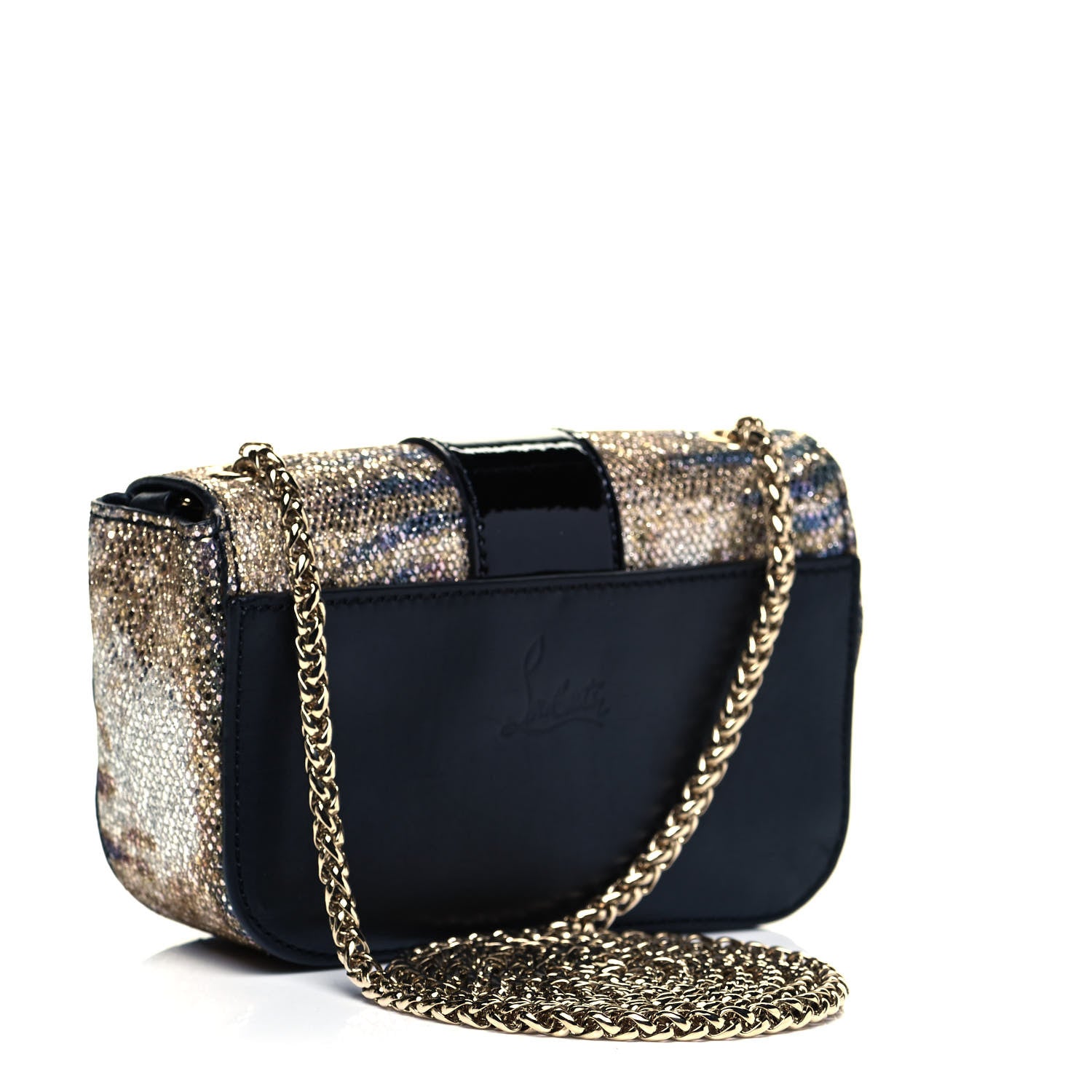 Christian Louboutin Glitter Patent Sweety Charity Crossbody Bag Multicolor Gold 3 of 9