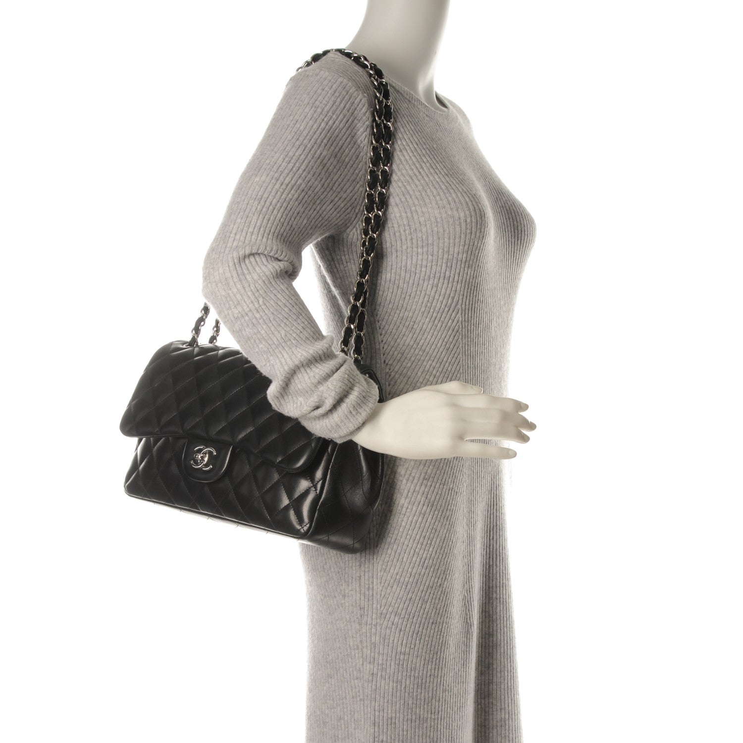 Chanel Lambskin Quilted Jumbo Double Flap Black 2 of 8