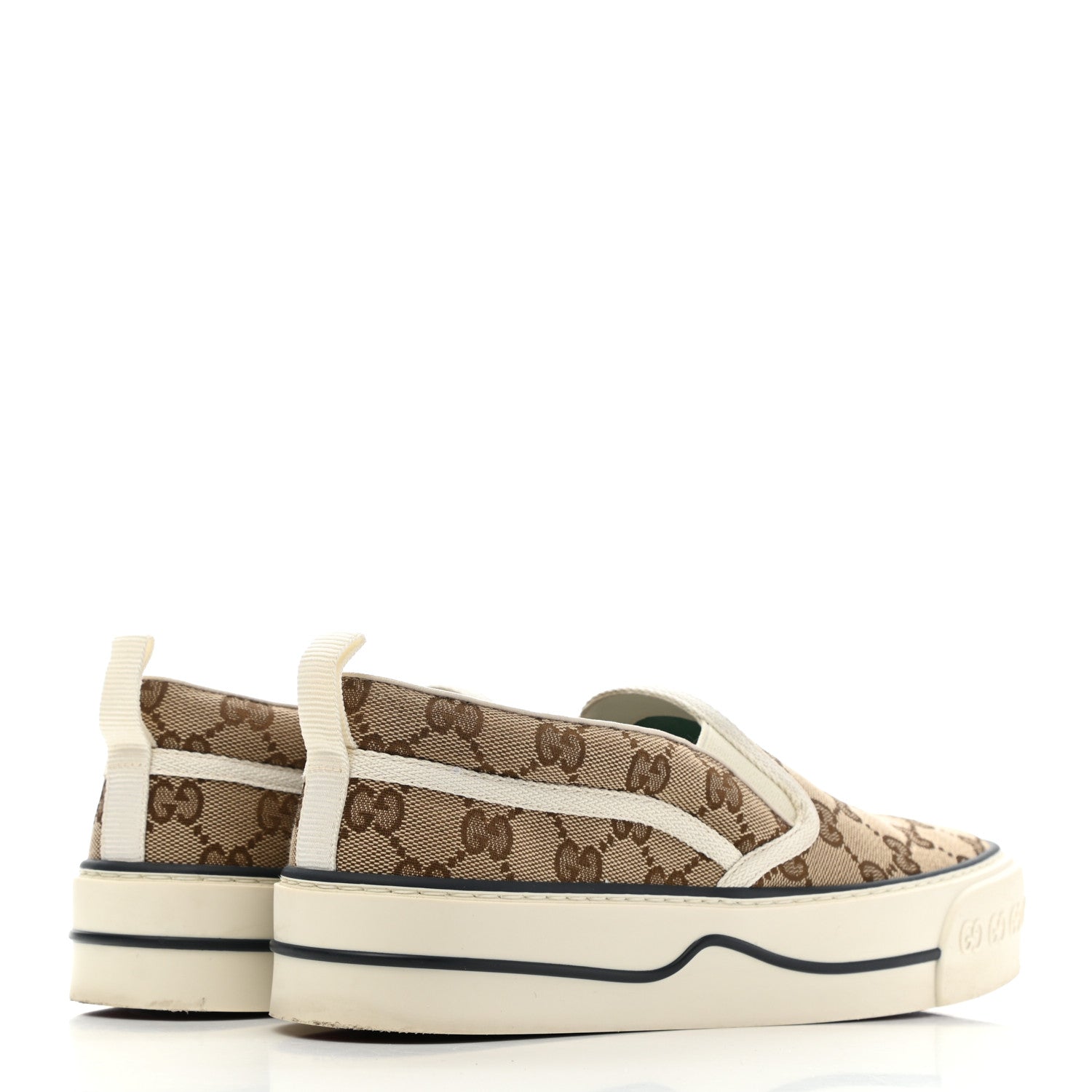 Gucci GG Monogram Womens 1977 Tennis Slip On 30mm Sneakers 39 Beige Ebony Mystic White 4 of 11