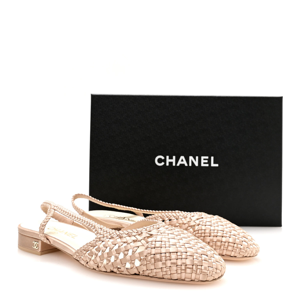Chanel Satin Braided Slingback Flats 40 Beige 9 of 9