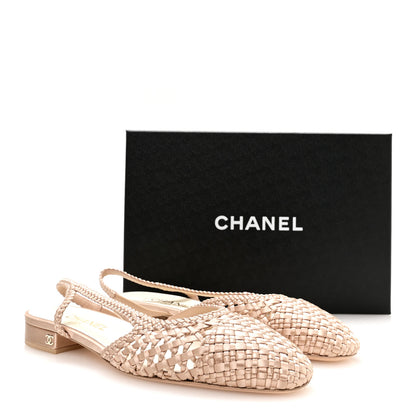 Chanel Satin Braided Slingback Flats 40 Beige 9 of 9