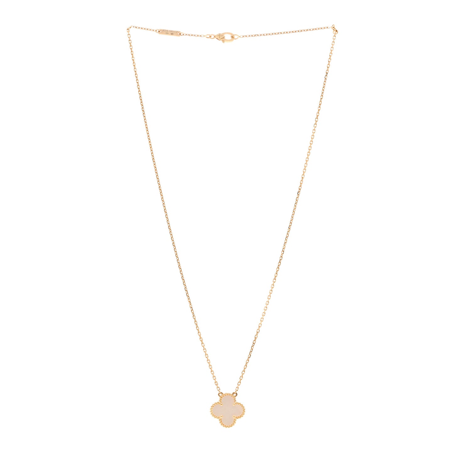 18K Yellow Gold Mother of Pearl Vintage Alhambra Pendant Necklace
