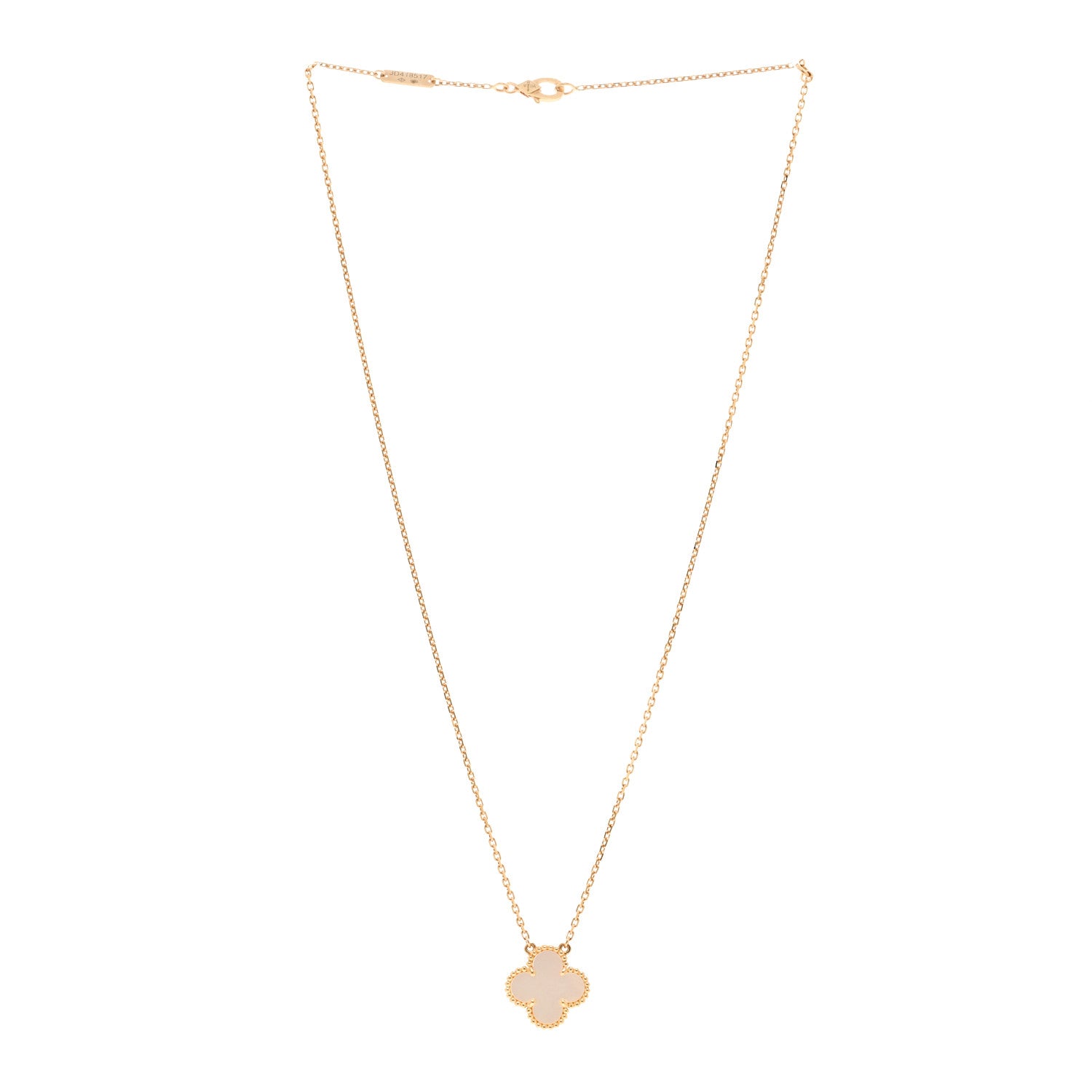 Van Cleef & Arpels 18K Yellow Gold Mother of Pearl Vintage Alhambra Pendant Necklace 3 of 5