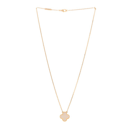 Van Cleef & Arpels 18K Yellow Gold Mother of Pearl Vintage Alhambra Pendant Necklace 3 of 5