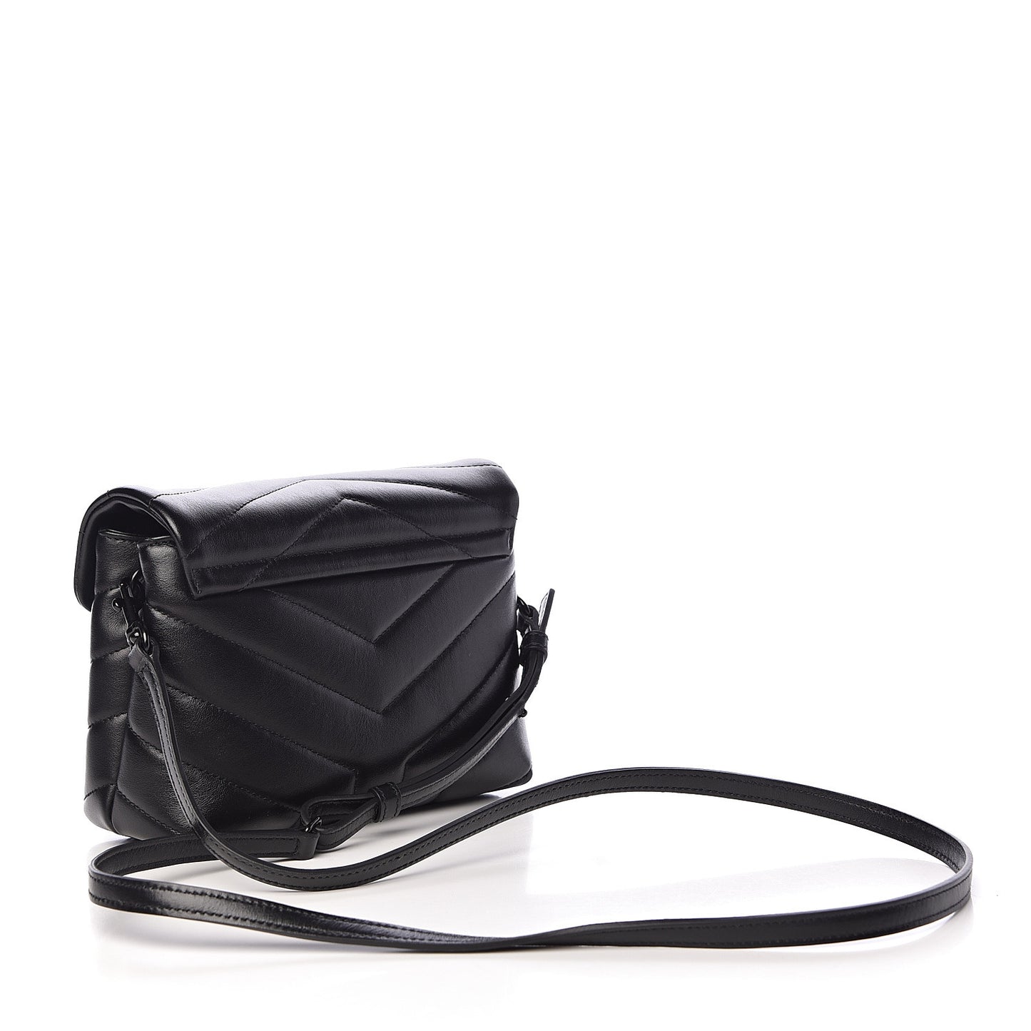 Calfskin Y Quilted Monogram Toy Loulou Crossbody Bag Black