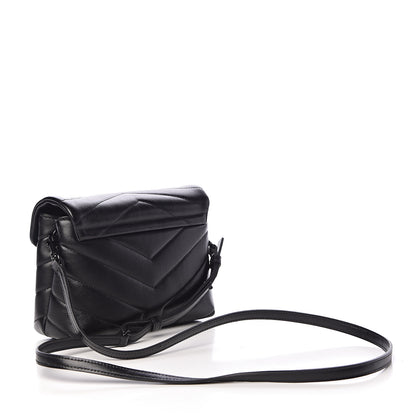 Saint Laurent Calfskin Y Quilted Monogram Toy Loulou Crossbody Bag Black 3 of 12