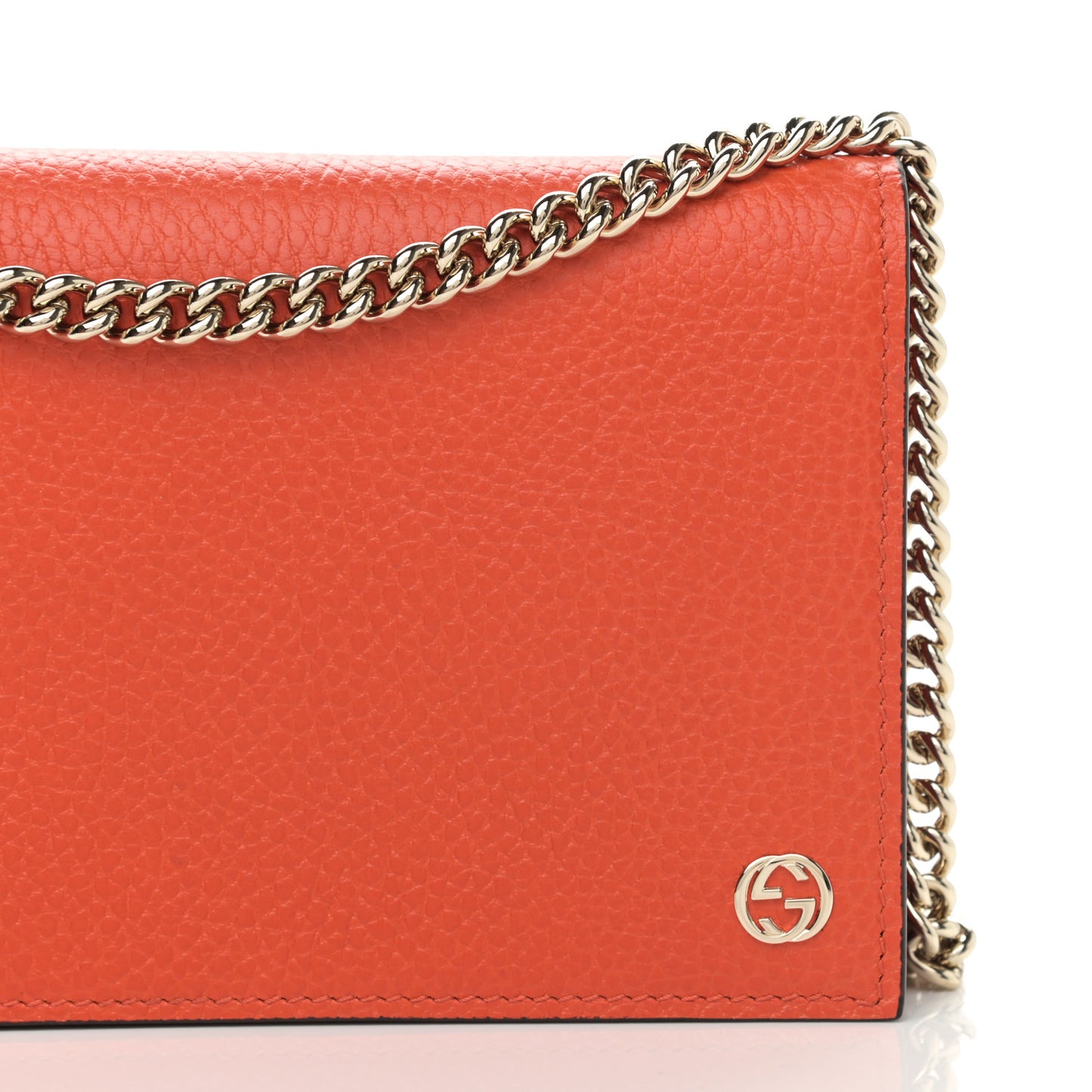 Dollar Calfskin Medium Betty Chain Wallet Sun Orange