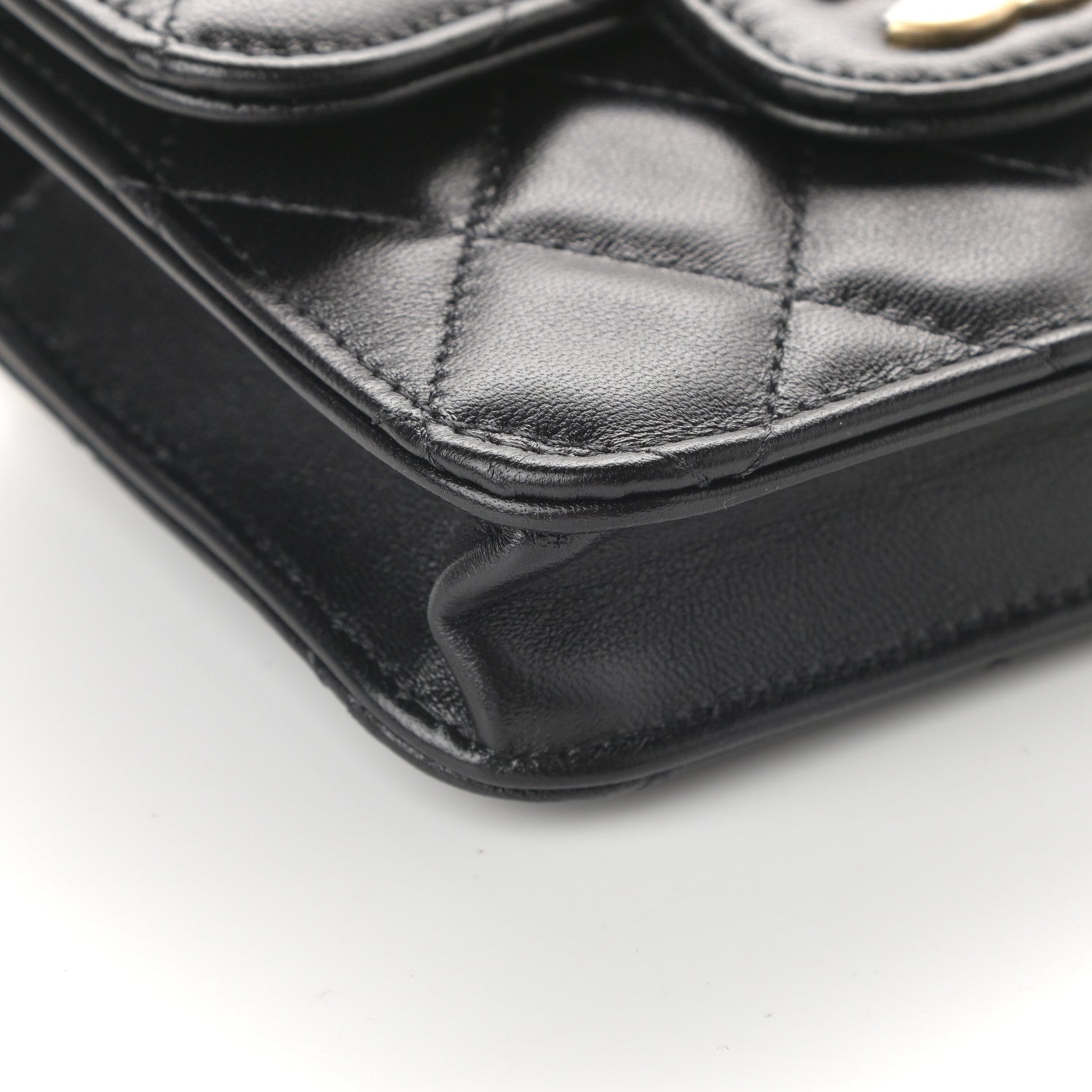 Chanel Lambskin Quilted Top Handle Flap Coin Purse With Chain Black 9 of 10